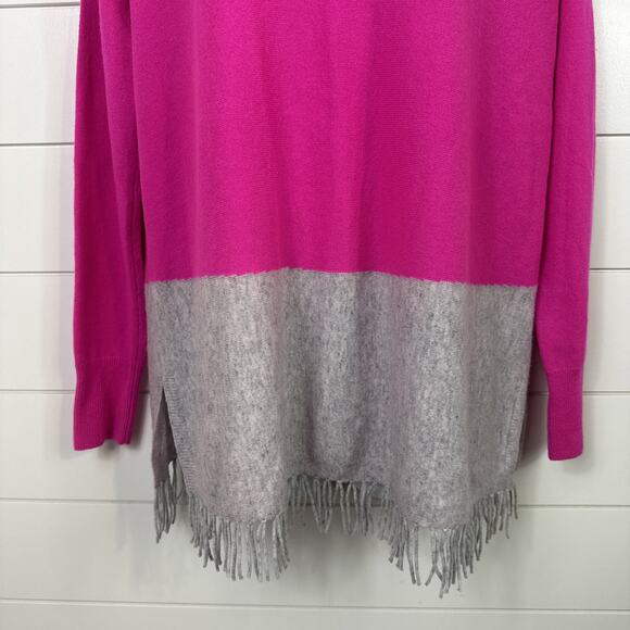 Lilly Pulitzer 100% Cashmere Fringe Alessandra Tunic Sweater Pink Gray sz S/M - Picture 3 of 8